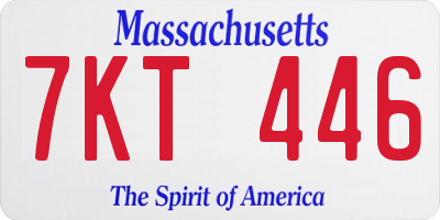MA license plate 7KT446