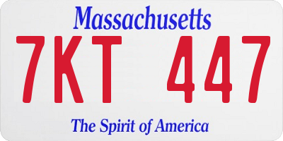 MA license plate 7KT447