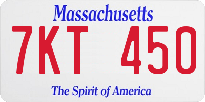 MA license plate 7KT450