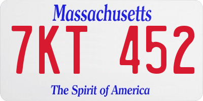 MA license plate 7KT452