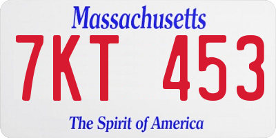 MA license plate 7KT453