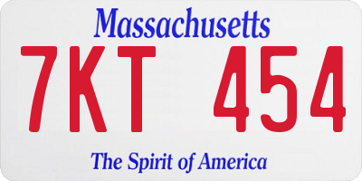 MA license plate 7KT454