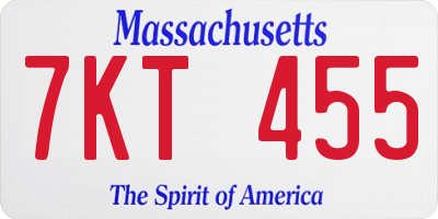 MA license plate 7KT455