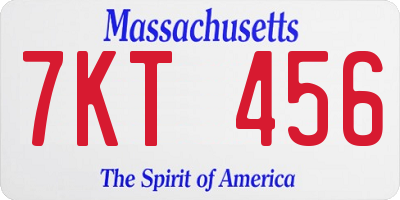 MA license plate 7KT456