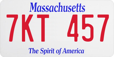 MA license plate 7KT457