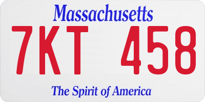 MA license plate 7KT458