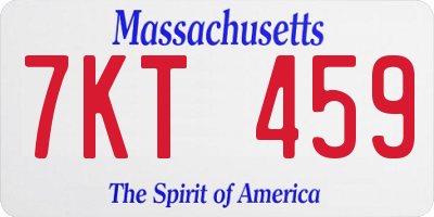 MA license plate 7KT459