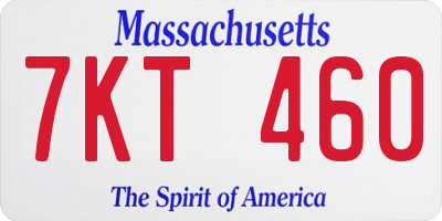 MA license plate 7KT460