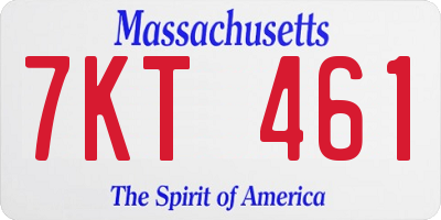 MA license plate 7KT461