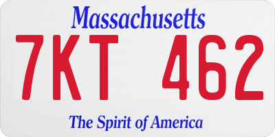 MA license plate 7KT462