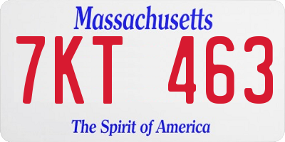 MA license plate 7KT463