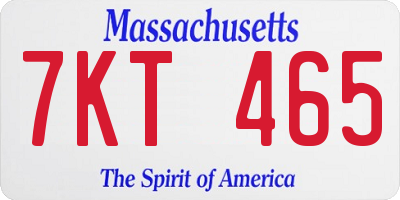 MA license plate 7KT465