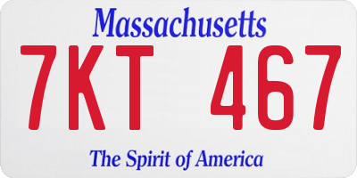 MA license plate 7KT467