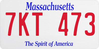 MA license plate 7KT473