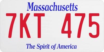 MA license plate 7KT475