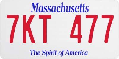MA license plate 7KT477