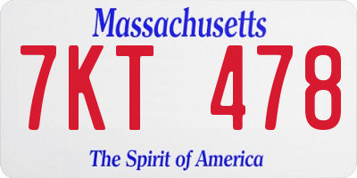 MA license plate 7KT478