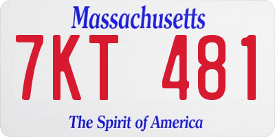 MA license plate 7KT481
