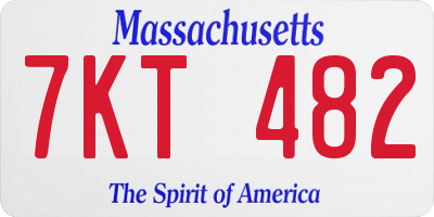 MA license plate 7KT482