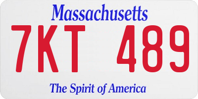 MA license plate 7KT489