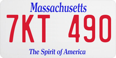 MA license plate 7KT490