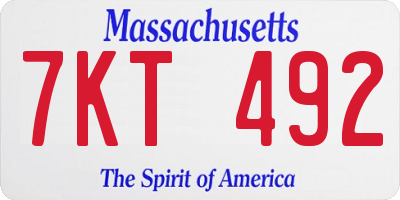 MA license plate 7KT492