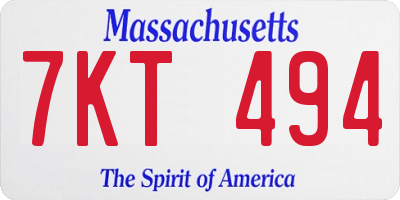 MA license plate 7KT494