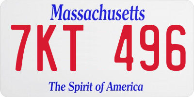 MA license plate 7KT496