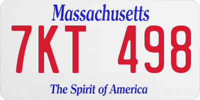 MA license plate 7KT498