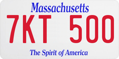 MA license plate 7KT500