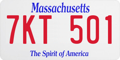 MA license plate 7KT501