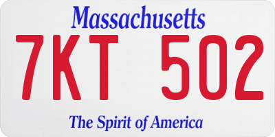 MA license plate 7KT502