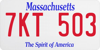 MA license plate 7KT503