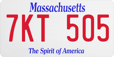 MA license plate 7KT505