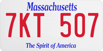MA license plate 7KT507