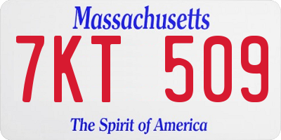 MA license plate 7KT509