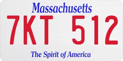 MA license plate 7KT512
