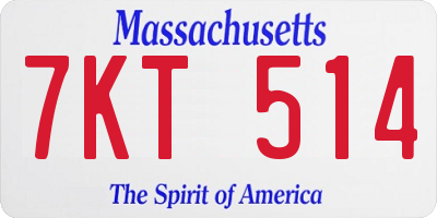 MA license plate 7KT514