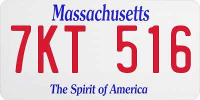 MA license plate 7KT516