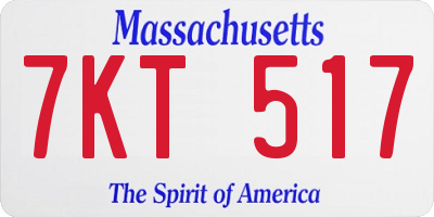 MA license plate 7KT517