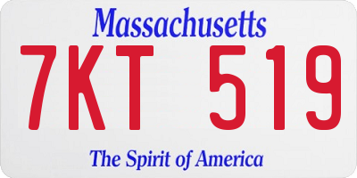 MA license plate 7KT519
