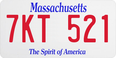 MA license plate 7KT521