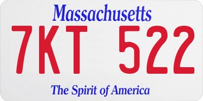 MA license plate 7KT522