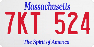 MA license plate 7KT524