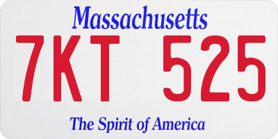 MA license plate 7KT525