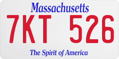 MA license plate 7KT526