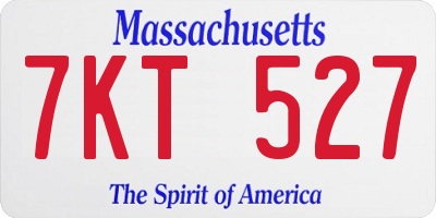 MA license plate 7KT527