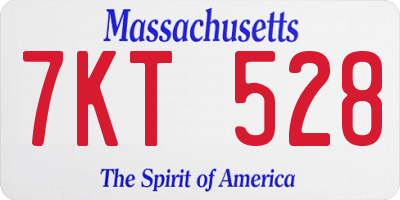 MA license plate 7KT528