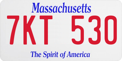 MA license plate 7KT530