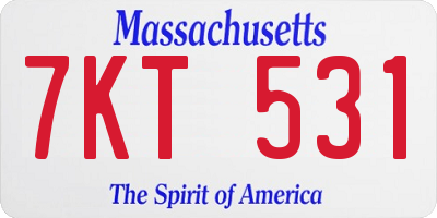 MA license plate 7KT531